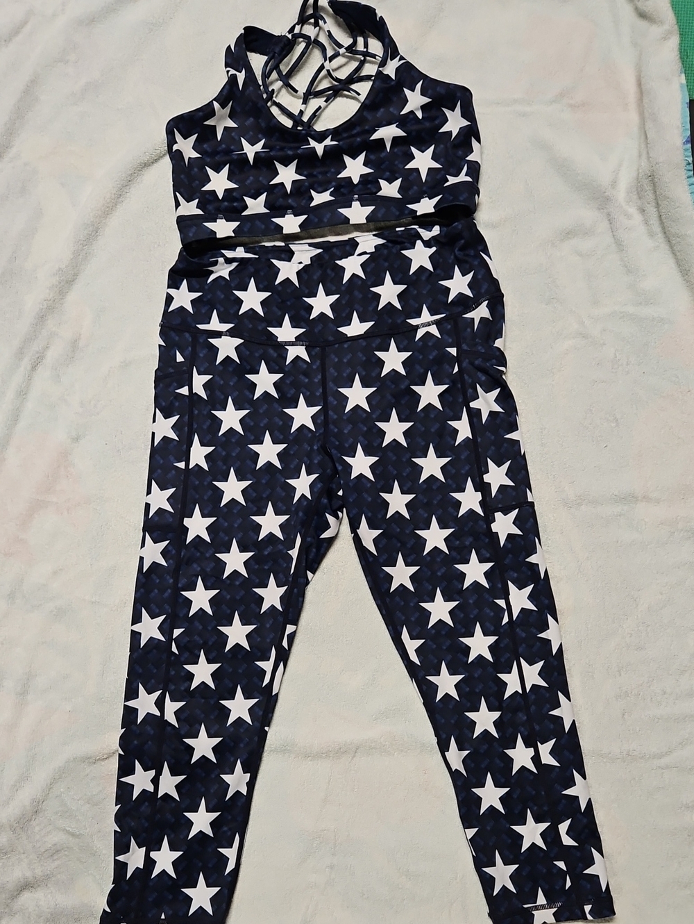 Constantly Varied Gear Navy and White Star Print Capri Leggings and sports bra